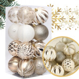 Aranyszínű/fehér karácsonyfadíszek, 8 cm, 16 darab