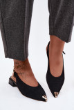 Fekete velúr bőr szandál alacsony sarokkal