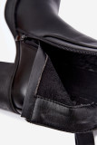 Fekete, meleg béléses bokacsizma blokk sarokkal, műbőrből