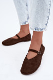 Barna színű velúrhatású barefoot balerina cipő pánttal