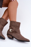 Sötétbézs színű bélelt velúr bokacsizma