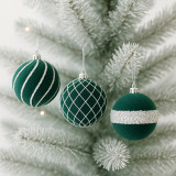 Zöld színű velúr karácsonyfadíszek, 8 cm, 9 darab