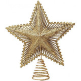 Aranyszínű csillámos karácsonyi csúcscsillag 20 x 23 cm
