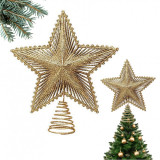 Aranyszínű csillámos karácsonyi csúcscsillag 20 x 23 cm
