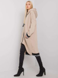 Beige női zip-es kapucnis pulóver