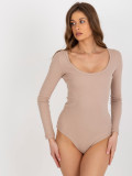 Beige csíkos body kerek nyakkivágással