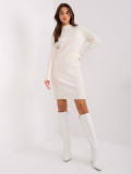 Ekrü színű bordázott kötött ruha