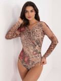 Elegáns bézs színű body hosszú ujjakkal