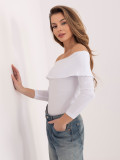 Fehér színű nyitott vállú blúz 3/4-es ujjakkal