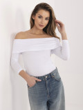 Fehér színű nyitott vállú blúz 3/4-es ujjakkal