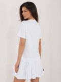 Fehér, bővülő fazonú mini ruha rövid ujjal