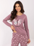 Női pizsama hosszú ujjú, sötét rózsaszín