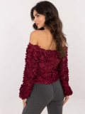 Elegáns bordó színű off-shoulder blúz