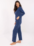 Női hosszú ujjú pizsama sötétkék színben