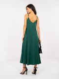 Sötétzöld színű maxi nyári vállpántos ruha