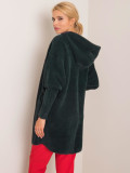 Sötétzöld színű kapucnis alpaka átmeneti kabát