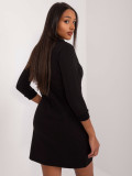 Fekete színű pamut mini ruha 3/4-es ujjakkal