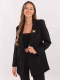 Elegáns fekete színű blézer béléssel és brossal