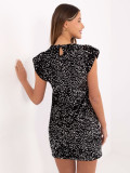 Fekete színű koktél mini ruha flitteres díszítéssel