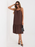Barna bővülő midi ruha fodorral