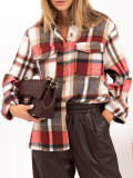 Piros színű kockás ing zsebekkel