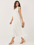 Elegáns midi ruha fodorral és megkötővel - ekrü színű