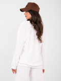 Női ecru színű szett hosszú ujjú felsővel és díszítő részletekkel