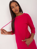 Fuksziaszínű mini ruha 3/4-es ujjakkal