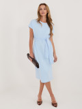Világoskék pamut nyári ruha övvel