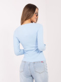 Női világoskék színű bordázott hosszú ujjú blúz