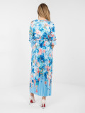 Maxi virágmintás ruha övvel, kék színű