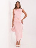 Elegáns rózsaszínű ujjatlan midi ruha