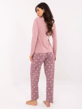 Női pamut pizsama nyomott mintával, rózsaszín