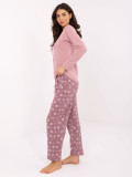 Női pamut pizsama nyomott mintával, rózsaszín