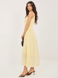 Világossárga színű maxi nyári ruha béléssel