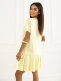 Sárga, bővülő fazonú mini ruha rövid ujjal