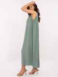 Pisztáciaszínű oversize viszkóz maxi ruha