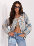Kék színű virágmintás bomber dzseki
