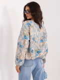 Kék színű virágmintás bomber dzseki