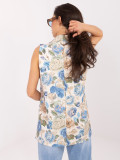 Elegáns kék színű virágmintás mellény