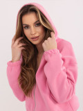 Rózsaszínű rövid fazonú kapucnis pulóver cipzárral