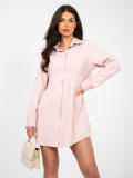 Rózsaszínű mini ingruha csíkos mintával és gombokkal