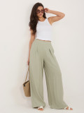 Pisztáciaszínű viszkózból készült palazzo nadrág