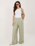 Pisztáciaszínű viszkózból készült palazzo nadrág