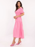 Rózsaszínű off-shoulder fazonú midi ruha