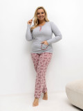 Női szürke pizsama virágmintával