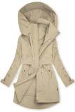 Bézs színű tavaszi parka nagy kapucnival
