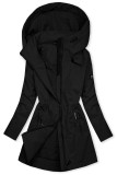 Fekete színű tavaszi parka magas gallérral