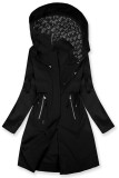 Hosszított parka mintás béléssel a kapucniban - fekete színű
