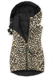 Kifordítható  leopárdmintás mellény - fekete színű